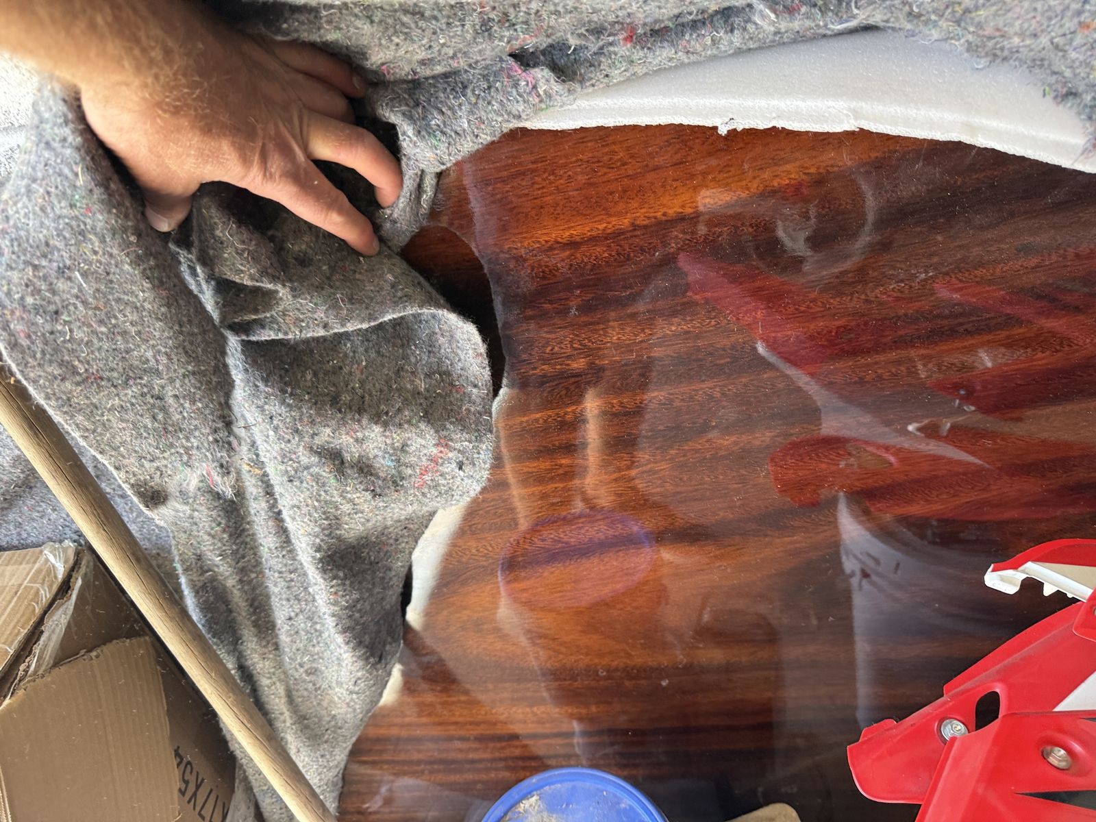 Mahogany Wood Dining Table Top Refinished, High-Gloss Finish
