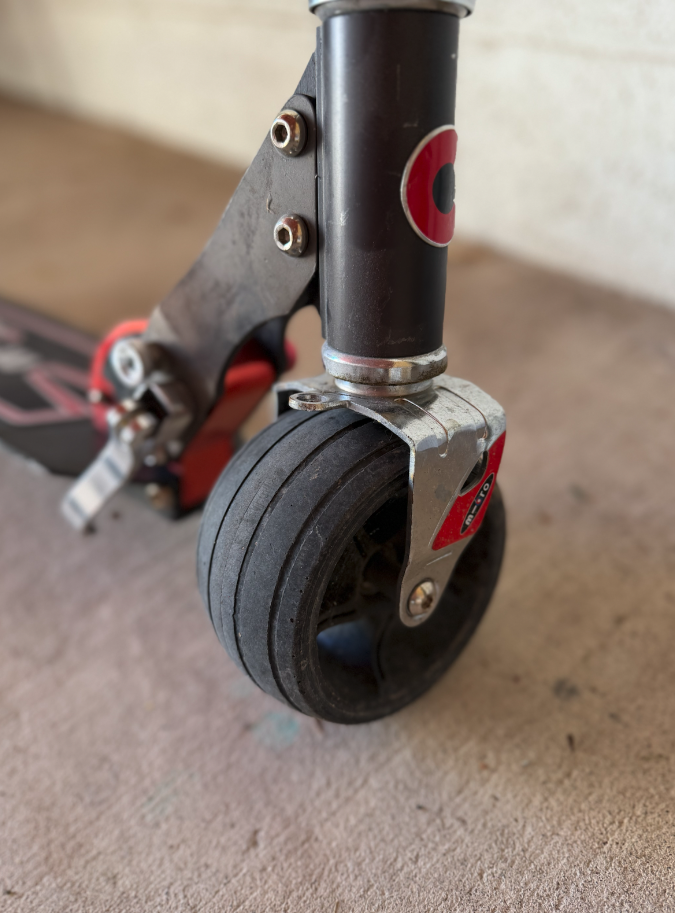 Rare Micro Monster Bullet Folding Kick Scooter Fat Wide Wheels Rear Carving Axle