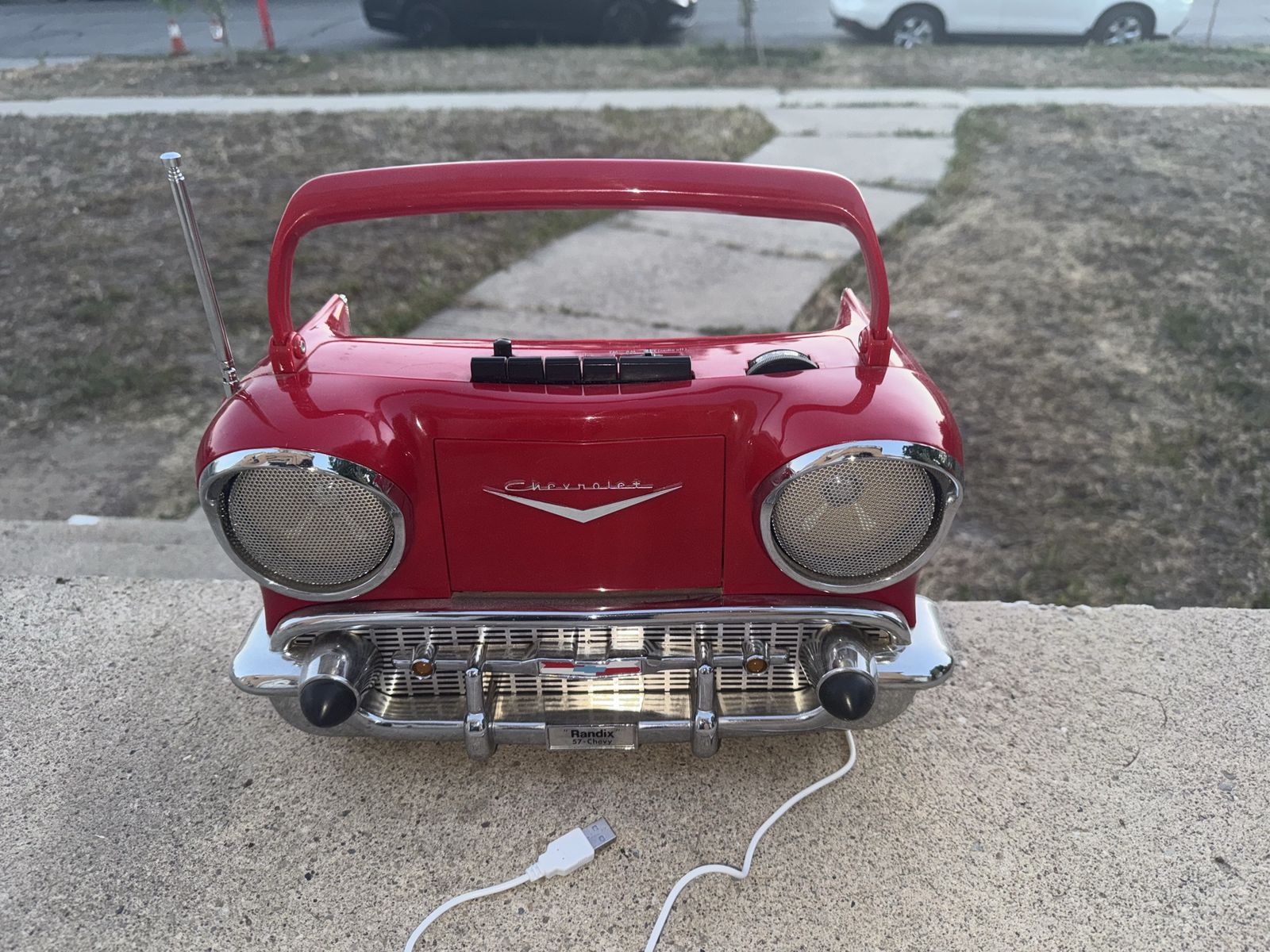 Randix Chevrolet 1957 Bel Air Car Shaped AM/FM Cassette Boombox Radio Red Retro Stereo