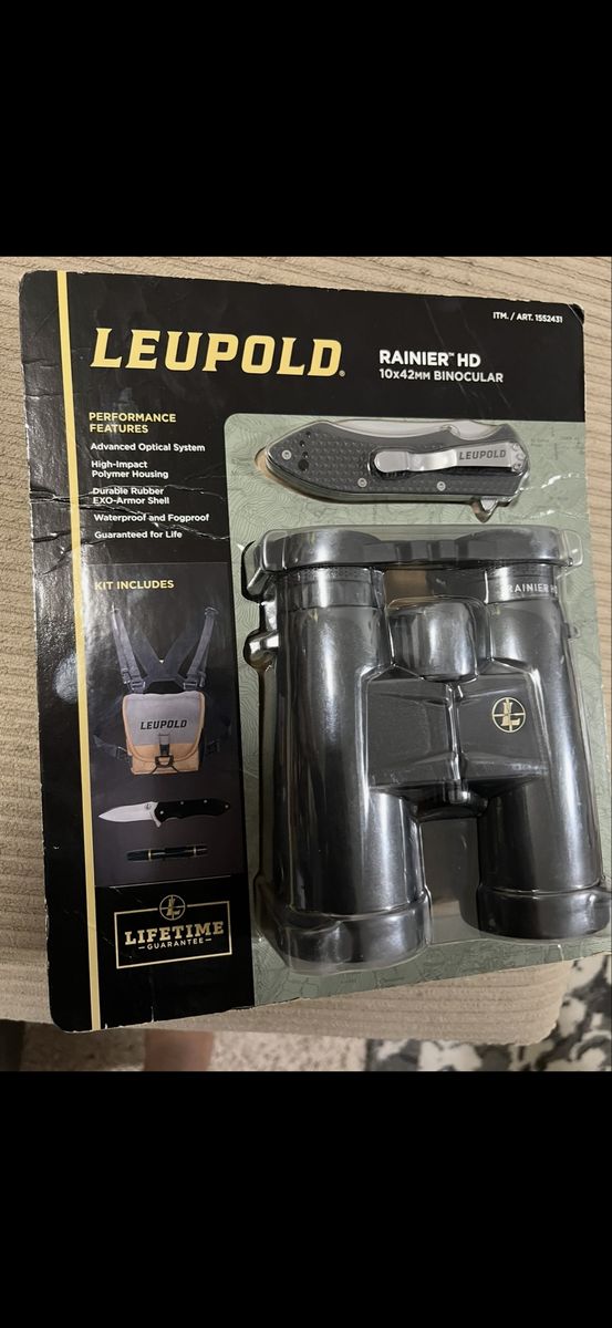 Leupold Rainier HD 10x42mm Binocular Kit with Pocket Knife & Harness