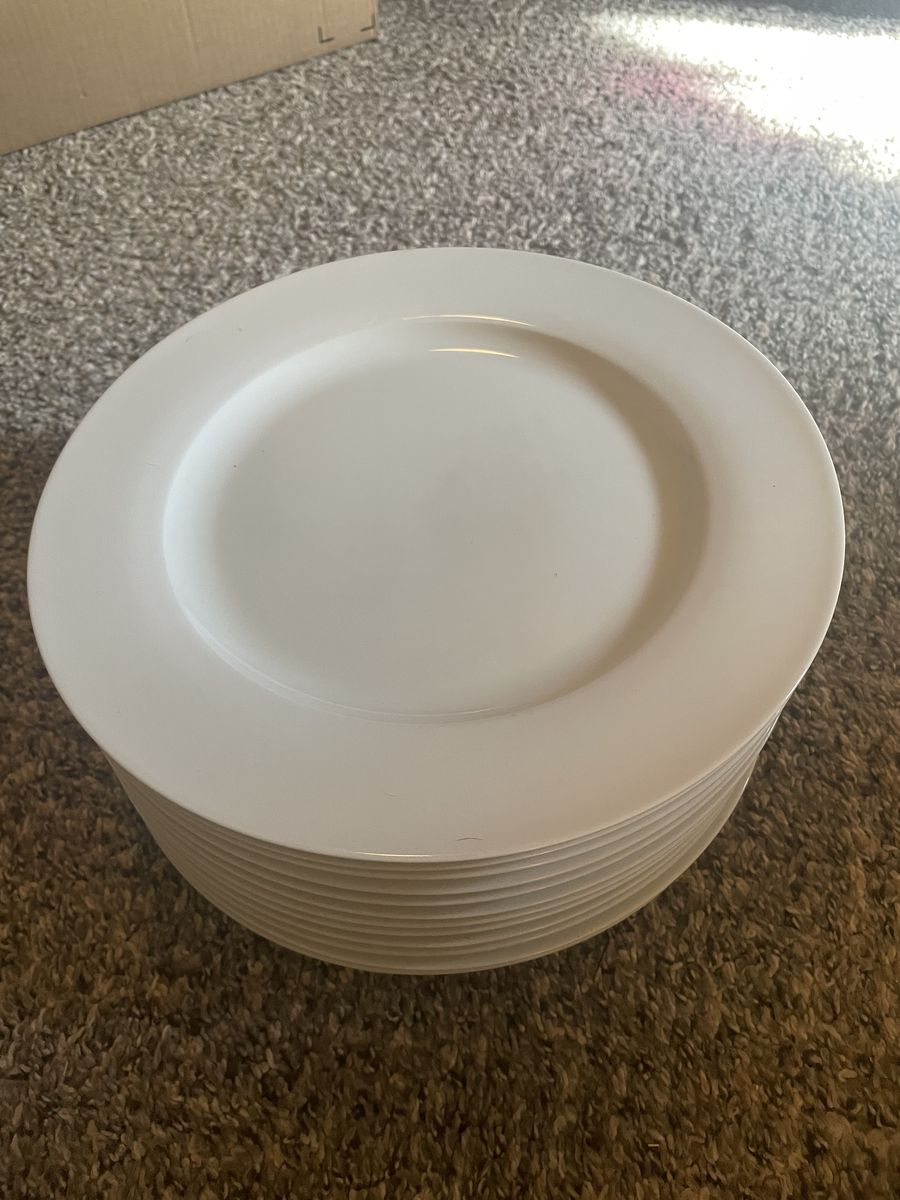 12 Caterer’s White Porcelain Dinner Plates
