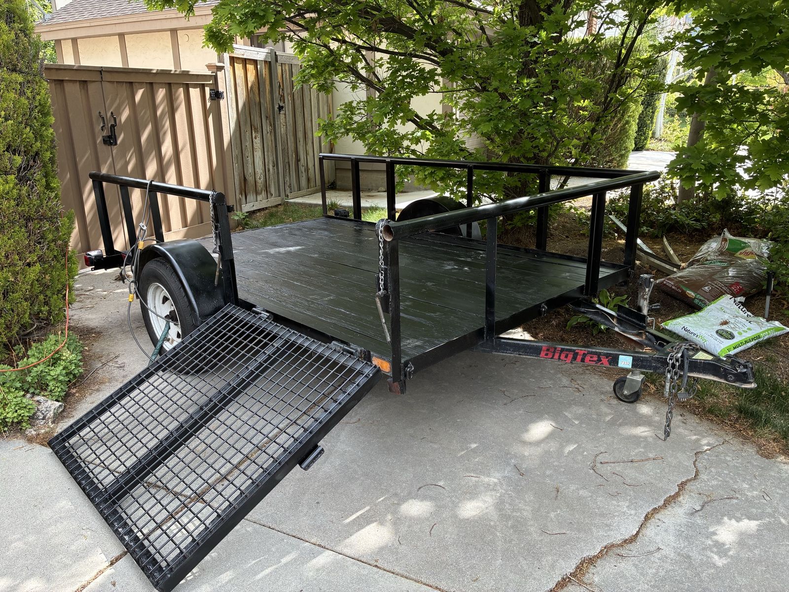 BigTex 7332 Utility Trailer - Versatile 6.5' x 12' Single Axle with Mesh Ramp