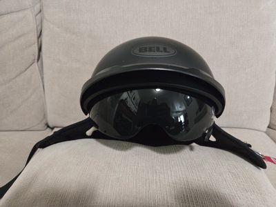 Bell Pit Boss DOT Open Face Motorcycle Helmet Matte Black - Size Large with Drop Down Sun Shield.