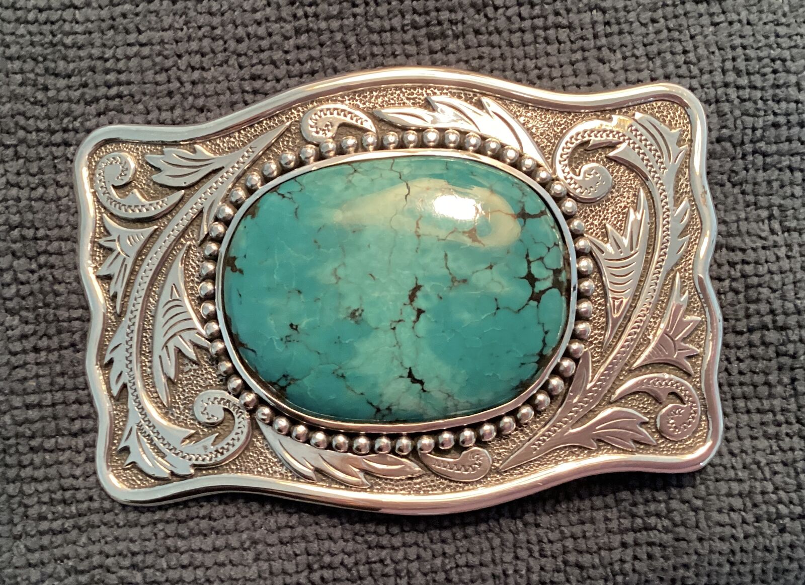 Sterling Silver & Turquoise Belt Buckle