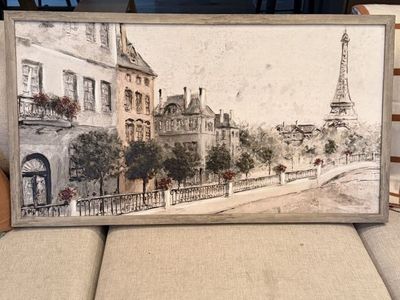 Framed Paris Cityscape Canvas Wall Art with Eiffel Tower