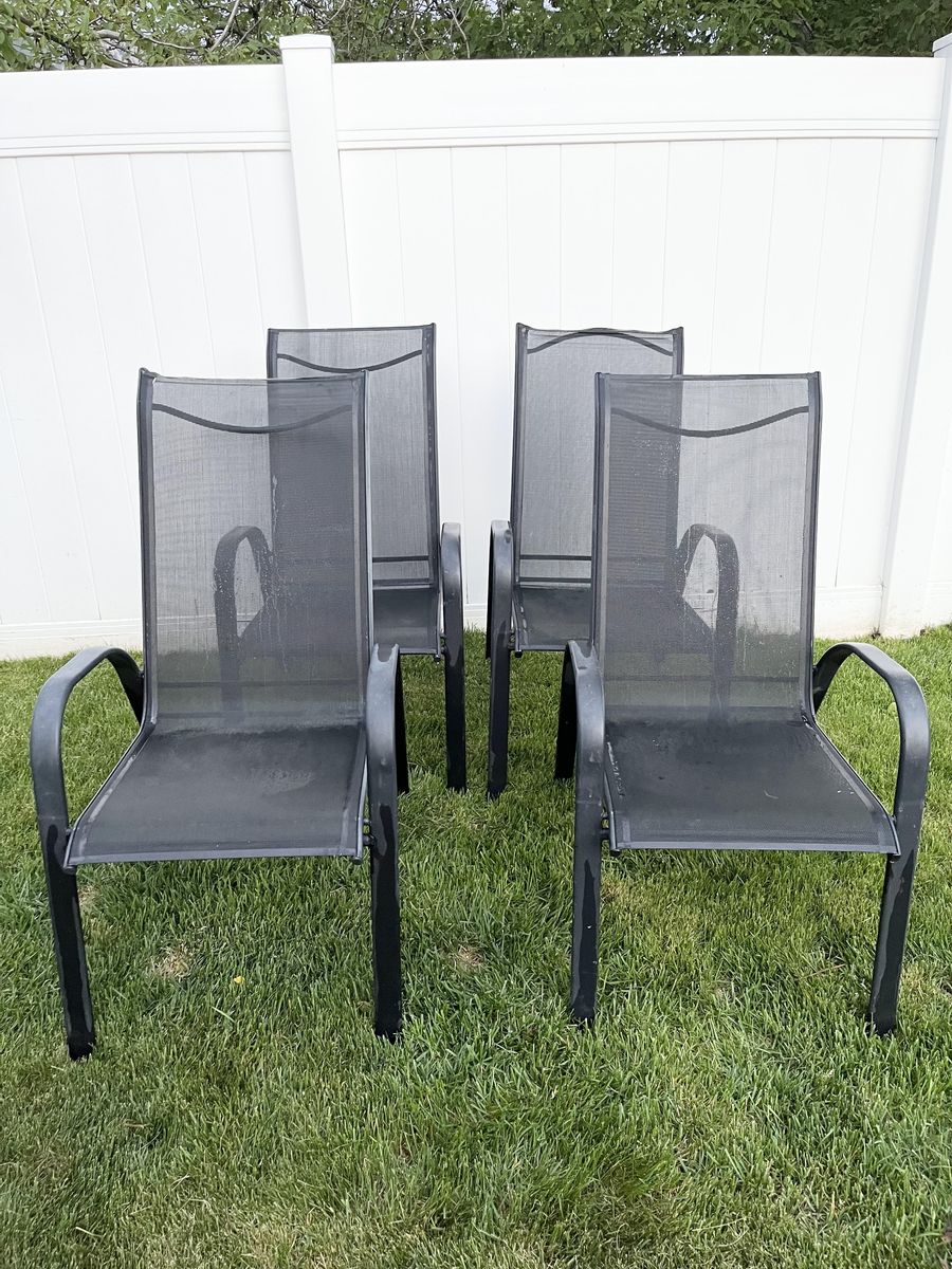 Black Outdoor Patio Chairs Set Stackable