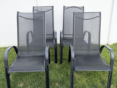 Black Outdoor Patio Chairs Set Stackable