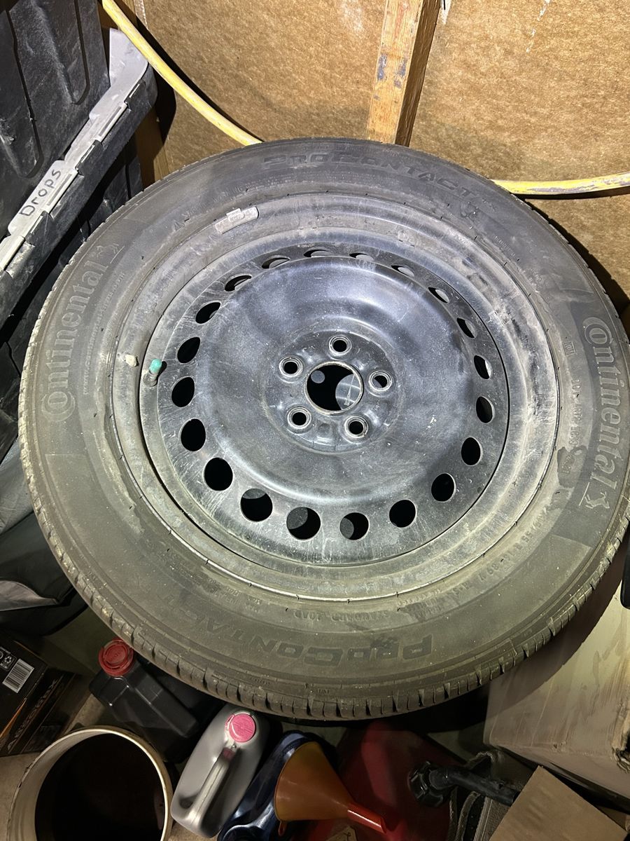 Four 5x100 16inch steelies with good tires