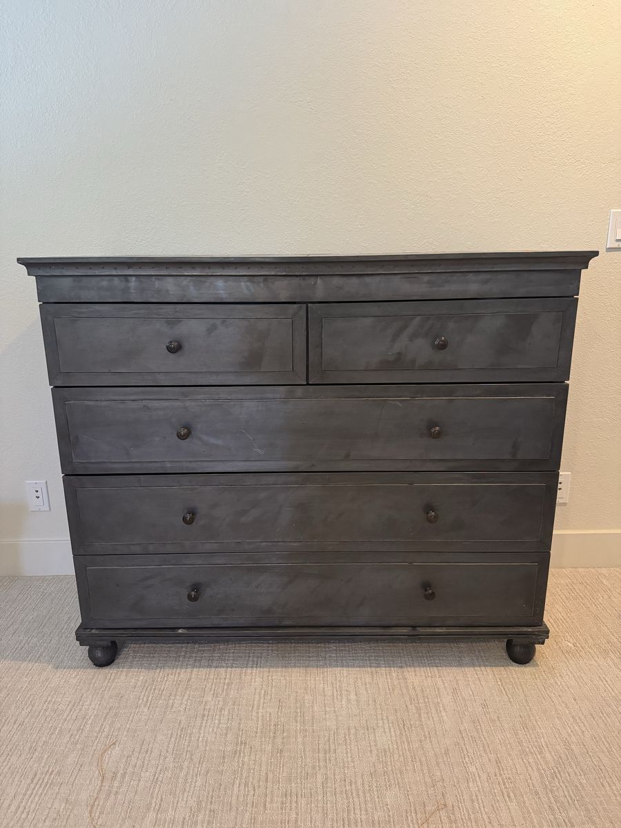 Restoration Hardware Metal Wrapped 5 Drawer Dresser