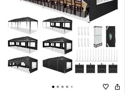 COBIZI 10x30ft Black Pop Up Canopy Tent with 8 Sidewalls, Waterproof & Portable for Parties/Events