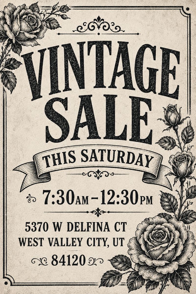 Vintage Garage Sale Flyer and Announcement