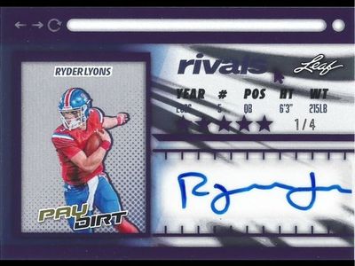 BYU Cougars Rookie Auto 2026 RC Leaf Rivals Pay Dirt Ryder Lyons Autograph Card #01/04 Made Rare Football Card.