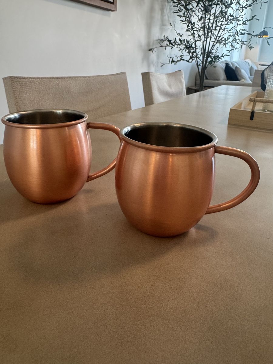 Copper Moscow Mule Mugs - Set of 2, 16 oz, Stainless Steel Lined. New