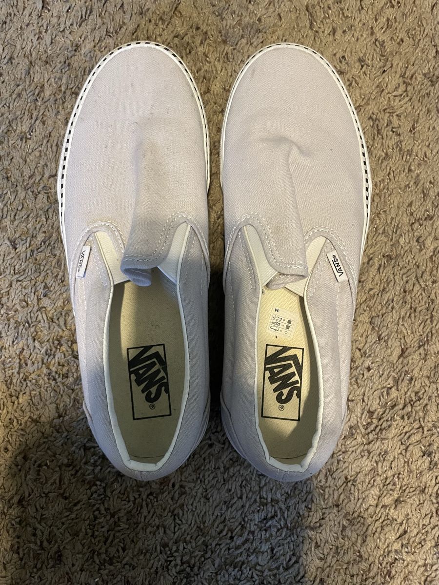 Vans Slip-On Light Purple Canvas Sneakers with Checkerboard Foxing Trim