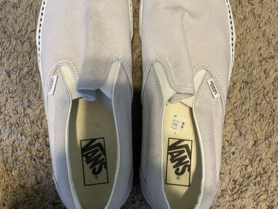 Vans Slip-On Light Purple Canvas Sneakers with Checkerboard Foxing Trim