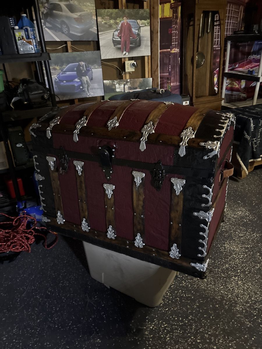 Stunning Large Antique 1890s Camelback Trunk Chest