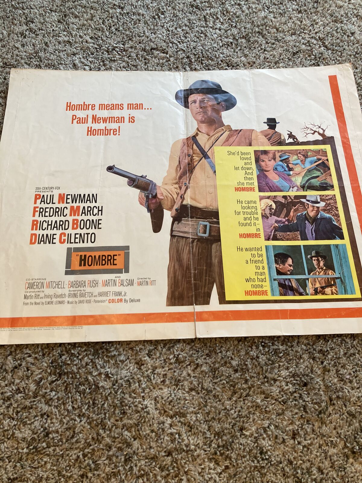 Authentic - Movie poster "Hombre" with Paul Newman 22x28
