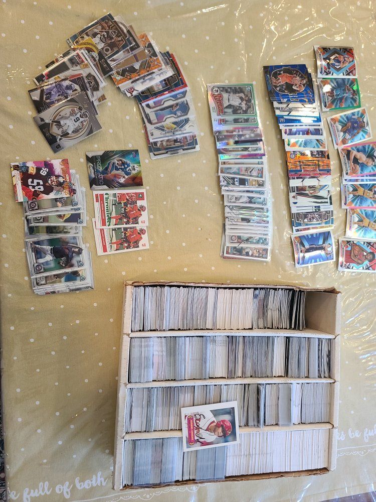 3,200 count box of baseball football basketball lot