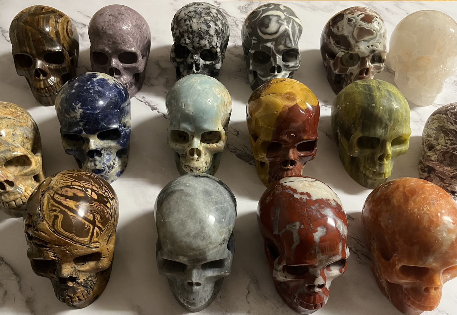 Collectible Statue Figurine 5” SKULL Rocks Crystal Carved Raw Office Home Decor Decoration Office