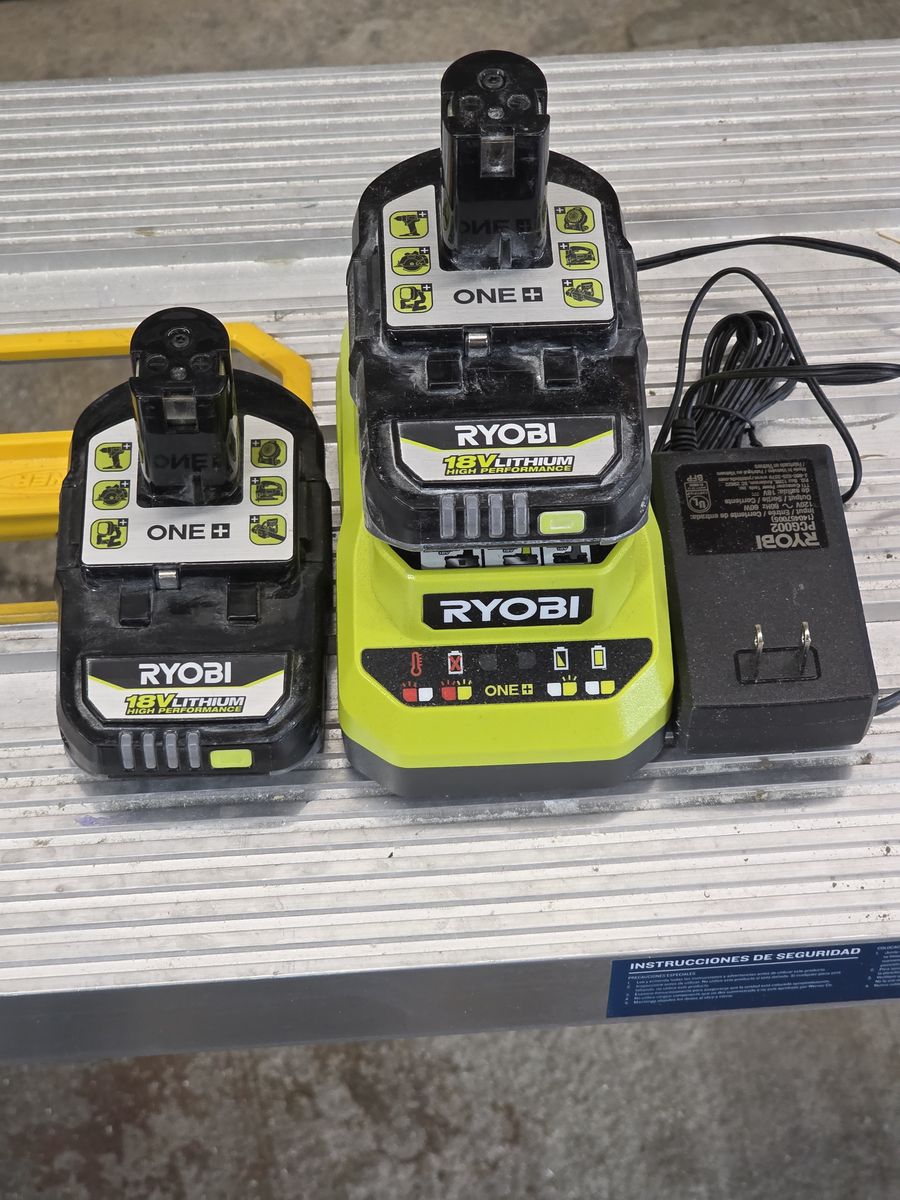 2 RYOBI 18V ONE+ 2Ah High Performance Batteries and charger