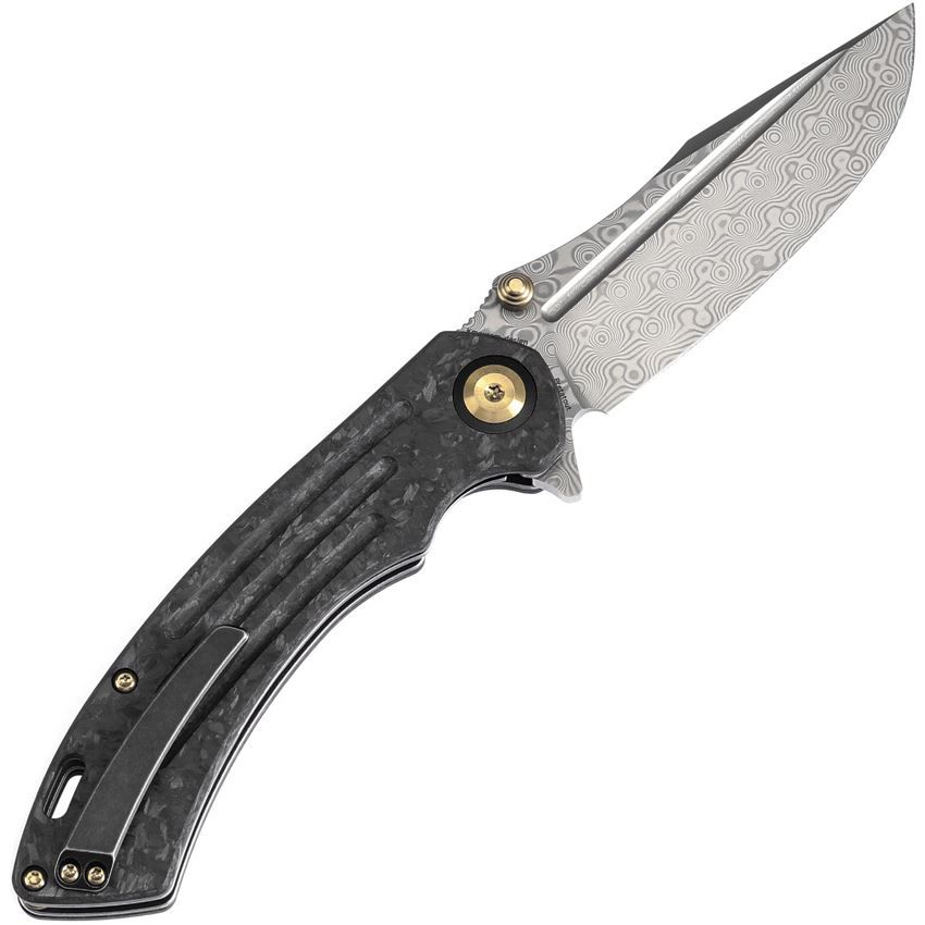 Kansept Pretatout Carbon Fiber Damasteel Folding Knife