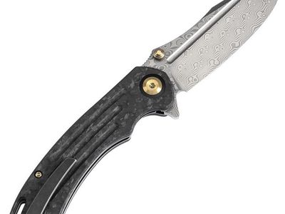 Kansept Pretatout Carbon Fiber Damasteel Folding Knife