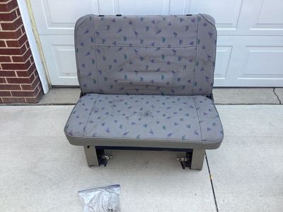 Eurovan Rear Bench Seat Grey Patterned Upholstery with Mounting Bolts