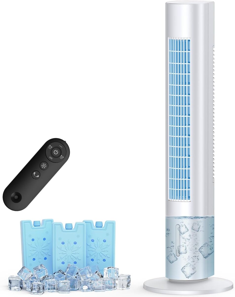 NEW Windowless Air Conditioner Portable, 3 Speeds, 1.2L Water Tank, 3 Ice Packs, 20ft Remote, 7H Timer, No Hose No Window Needed