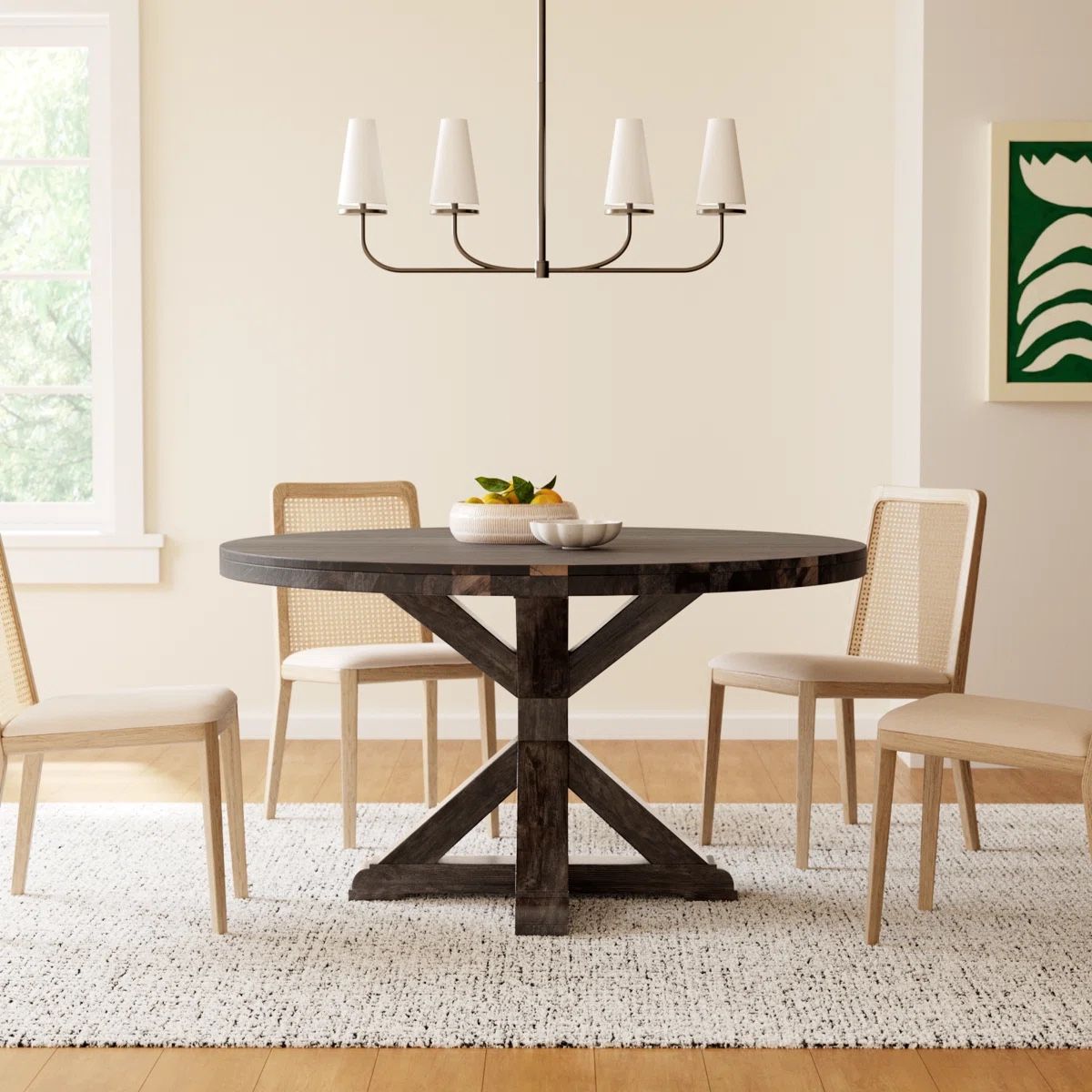 Birch Lane Bianca 48” Round Pedestal Dining Table – Weathered Rustic Wood – Brand New