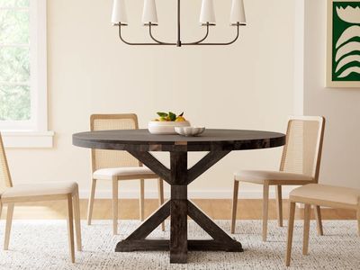 Birch Lane Bianca 48” Round Pedestal Dining Table – Weathered Rustic Wood – Brand New