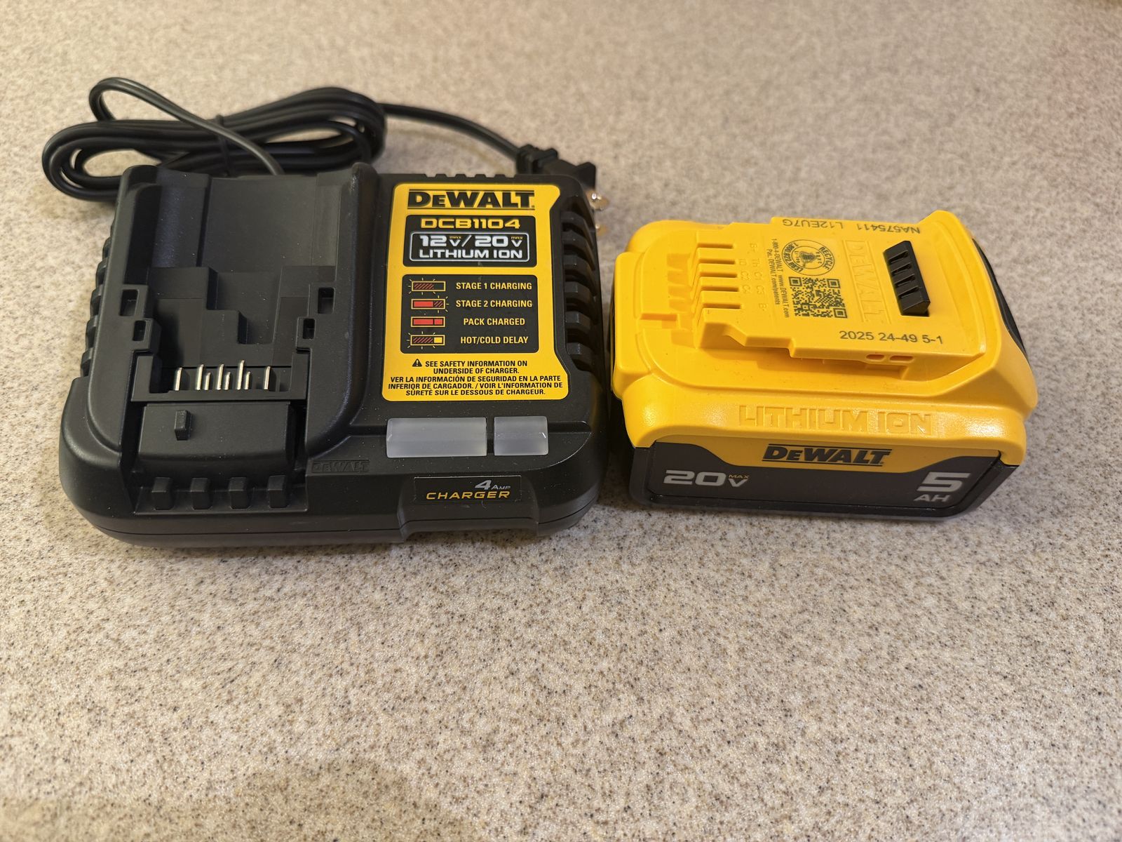 Brand new Dewalt 20V MAX One 5AH battery and charger