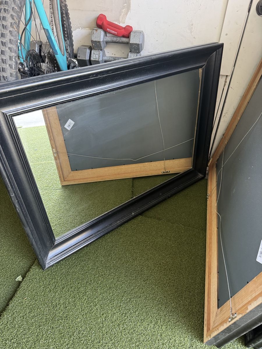 Large Framed Mirror with Black Wood Molding 41 x 30 inches