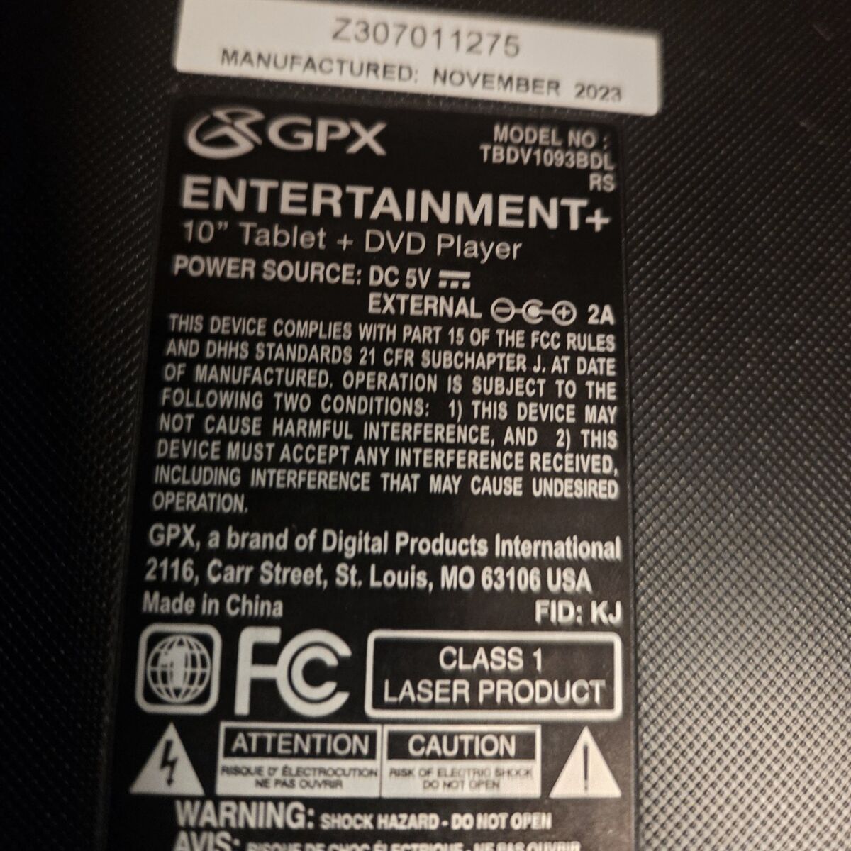 gpx 10" tablet & portable dvd player combo w/ head