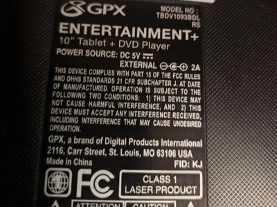 gpx 10" tablet & portable dvd player combo w/ head