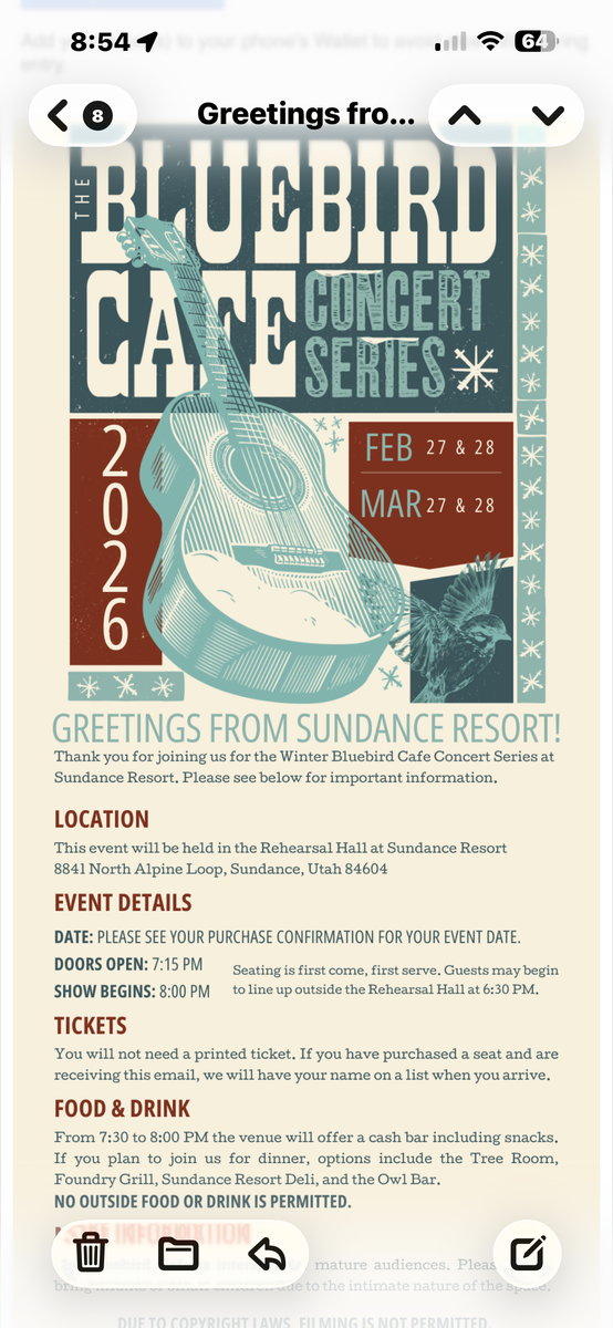 Bluebird Cafe Winter Concert Series at Sundance Mountain Resort (Rehearsal Hall).