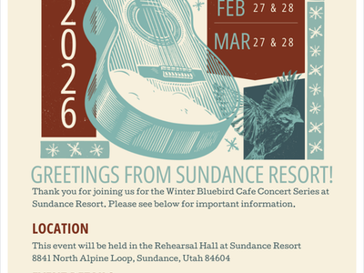 Bluebird Cafe Winter Concert Series at Sundance Mountain Resort (Rehearsal Hall).