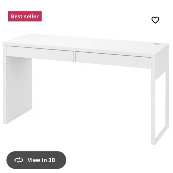 IKEA MICKE White Desk with 2 Drawers - 55 7/8"x19 5/8"
