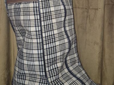 5/A Baker Blanket Plaid Woven Fabric Suede Leather Riding Boot Bag Equestrian