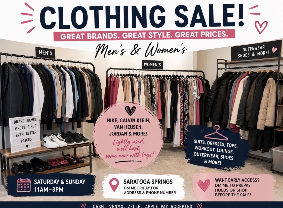 THIS WEEKEND – CLOTHING SALE (Men’s & Women’s)