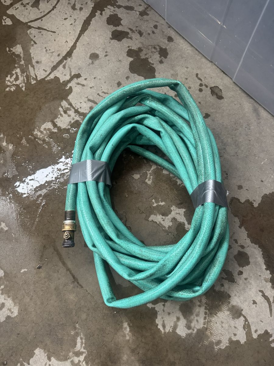 Coiled Teal Garden Water Hose with Brass Connectors (50ft)