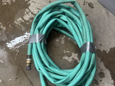 Coiled Teal Garden Water Hose with Brass Connectors (50ft)