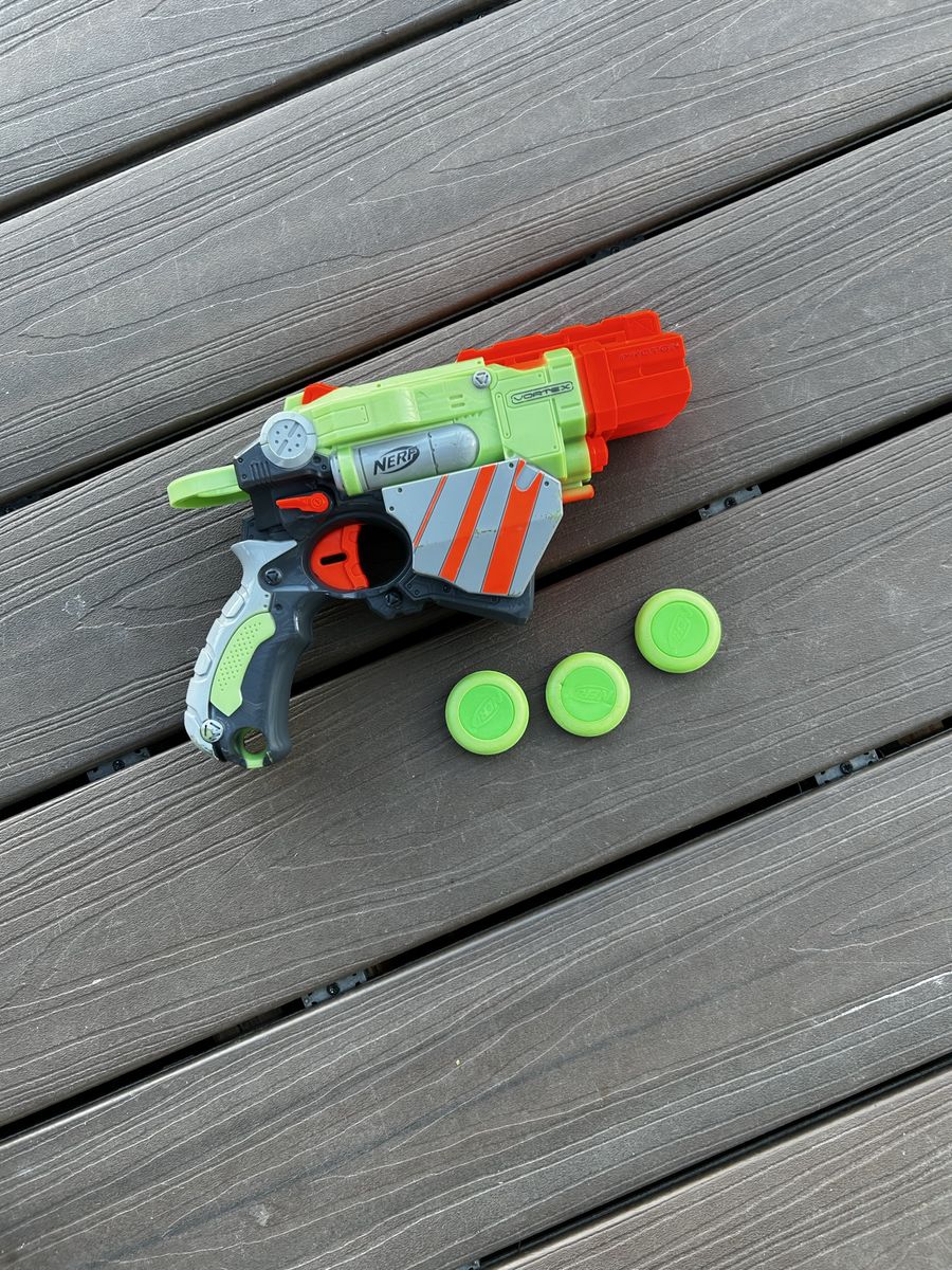 NERF Disc Shot Blaster Toy Gun w/ 3 Discs - Green/Orange/Gray