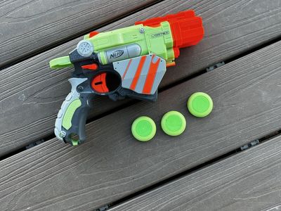 NERF Disc Shot Blaster Toy Gun w/ 3 Discs - Green/Orange/Gray