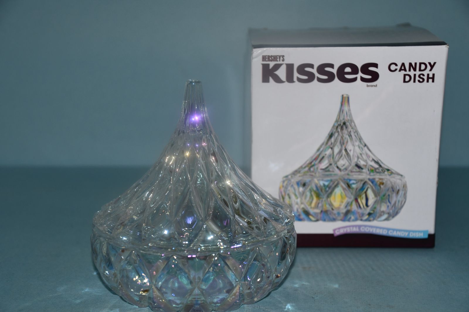 NEW ~ HERSHEY'S "KISSES" CRYSTAL CANDY DISH ~ HEIGHT 5.5" ~ BEAUTIFUL ~ $5