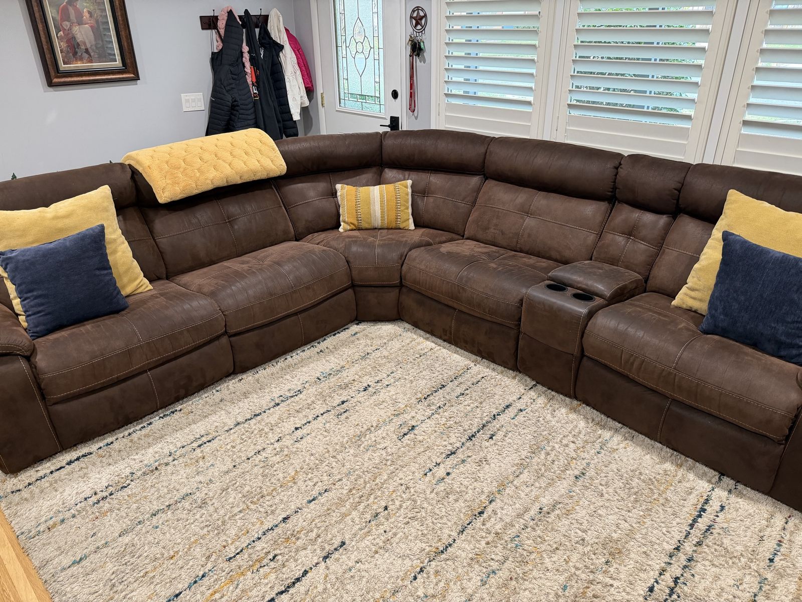6 Piece Microsuede Brown Sectional