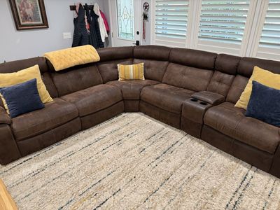 6 Piece Microsuede Brown Sectional