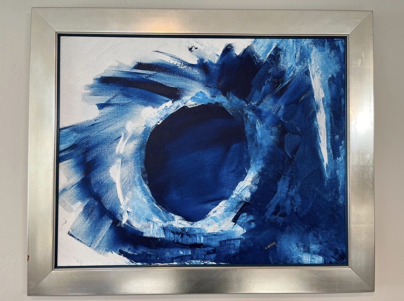 Original Sonia Helfer Abstract Painting “ Lapis Lazuli” Framed 
