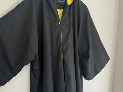 FINNEAS & CO by Alivan's School Robe - Black with Yellow Satin - Harry Potter Cosume