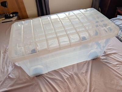 "Really Useful Box" 160L Clear Rolling Storage Trunk