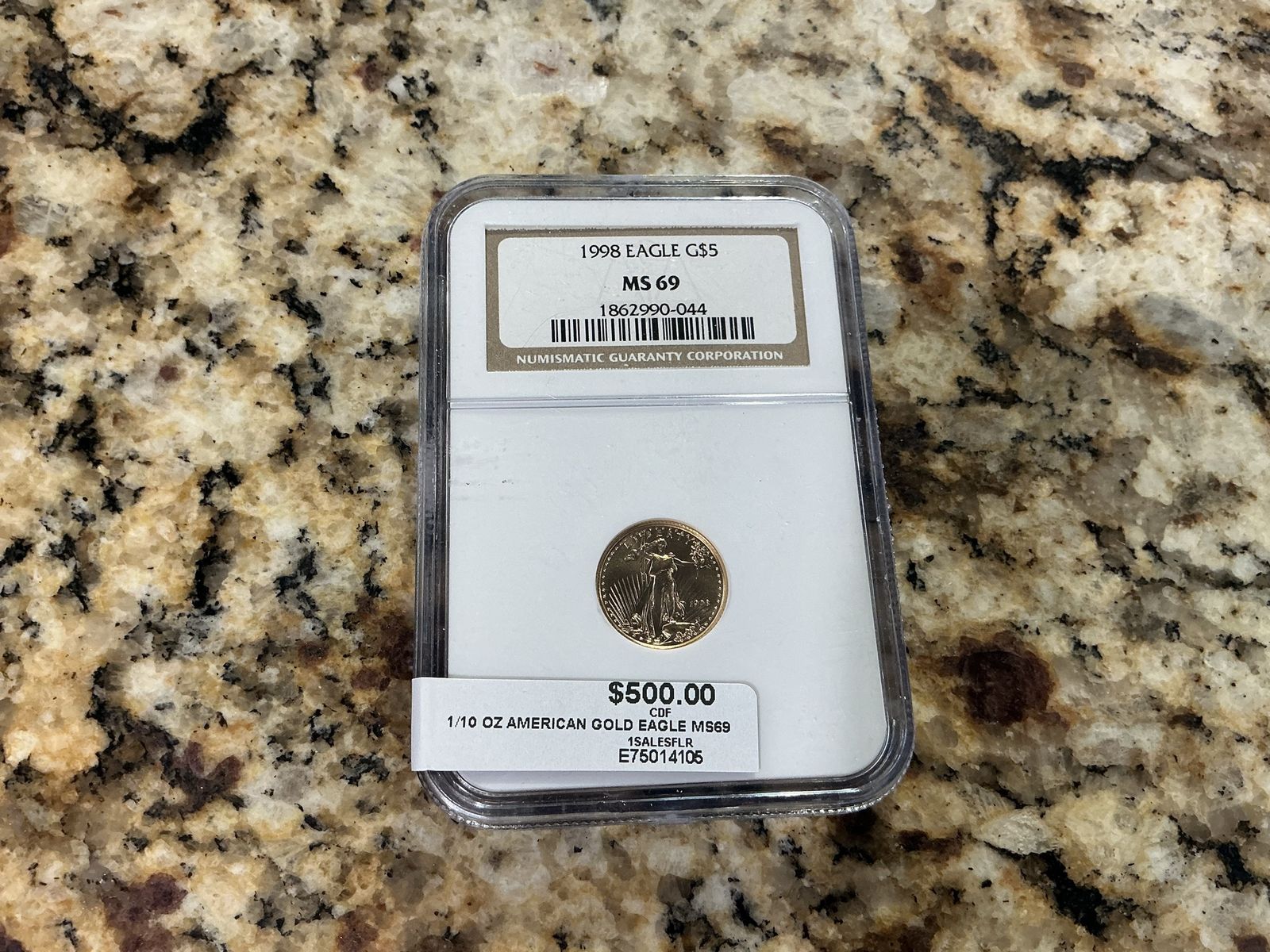 1998 $5 American Gold Eagle 1/10 oz Coin NGC MS 69 Graded Slab e7514106